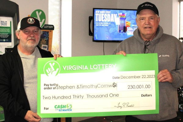 Virginia man gives half of $230,000 lottery jackpot to his brother Virginia man gives half of $230,000 lottery jackpot to his brother