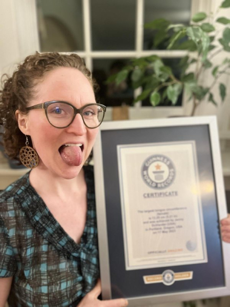 Oregon woman's tongue measures 5.21 inches in circumference Oregon woman's tongue measures 5.21 inches in circumference