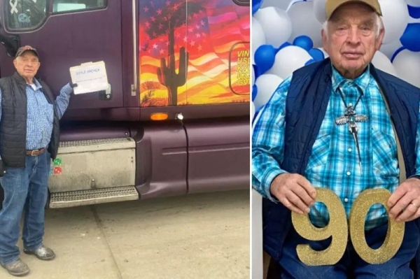 90-year-old man named the world's oldest truck driver 90-year-old man named the world's oldest truck driver