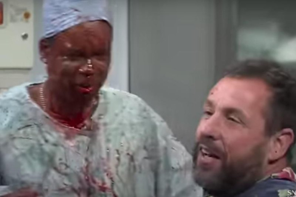 Adam Sandler cracks up during surprise 'SNL' sketch with Chris Rock Adam Sandler cracks up during surprise 'SNL' sketch with Chris Rock