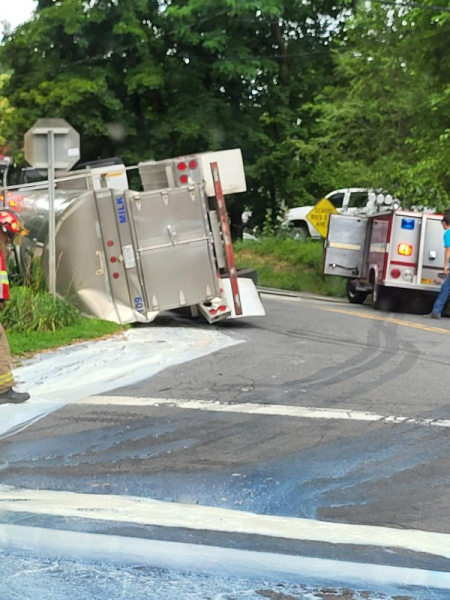 Overturned milk truck creates 'significant spill' on New York road