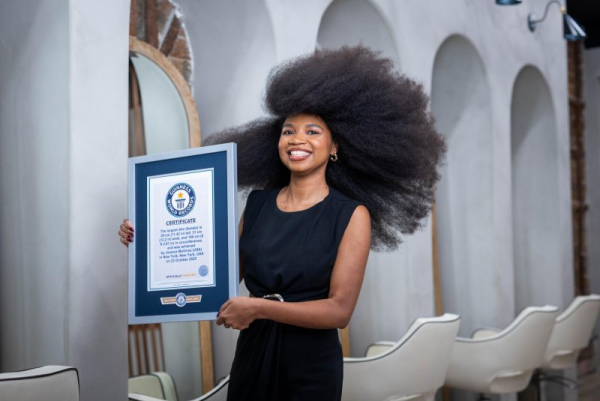 New York woman's afro hairstyle is officially the world's largest New York woman's afro hairstyle is officially the world's largest