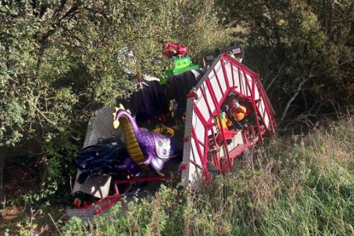 Items abandoned on English highways include boat, carnival ride