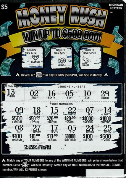 Michigan man wins $500,000 from birthday gift lottery ticket