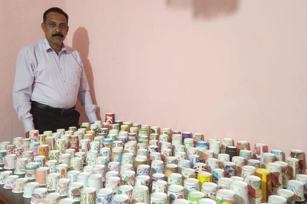 Indian man earns world record for collection of 858 paper cups